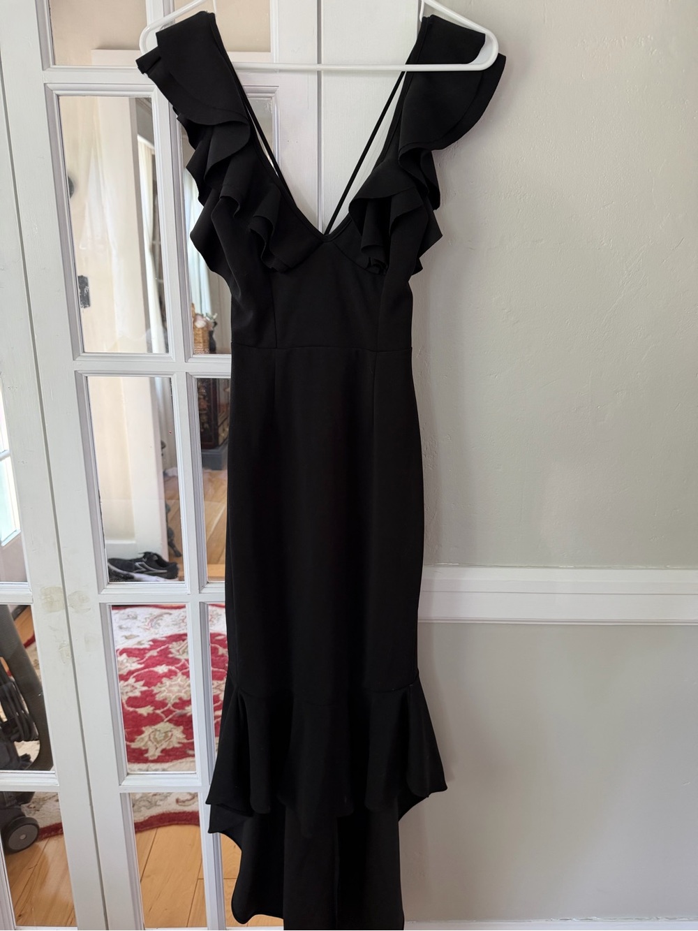 Black Ruffle Midi Dress
